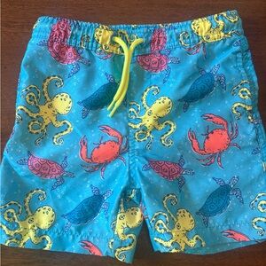 Lands' End Kids Sea Life Swim Shorts - Blue, Yellow, Red